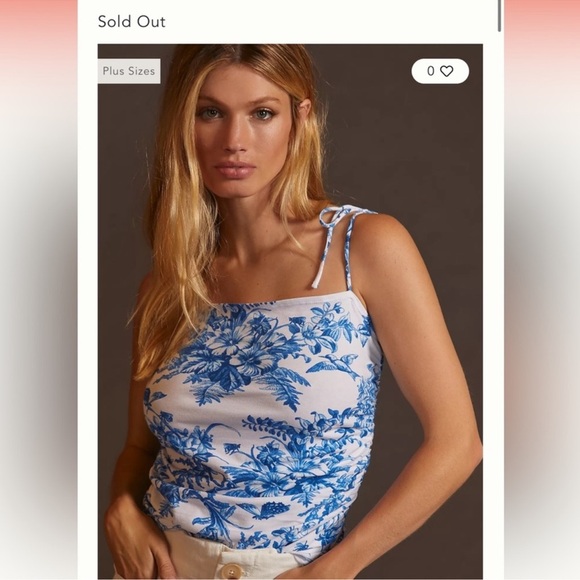 Anthropologie Maeve Shirred Floral Blue
Ruched Side Tie Shoulder Tank Small - Picture 1 of 7